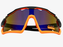 Oversized Retro Sporty Wrap Around Style SUNGLASSES Large Black & Orange Frame 3693