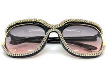 Oversized Classic Vintage Retro Style SUNGLASSES Square Bling Black Frame 49095