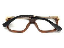 Classic Vintage Retro Hip Hop Rapper Style Clear Lens EYEGLASSES Brown & Gold Frame 76006