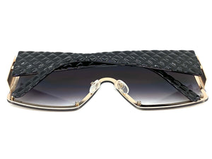 Oversized Contemporary Modern Retro Shield Style SUNGLASSES Large Gray Flat Lens 10861