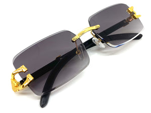 Classy Elegant Sophisticated Luxury Hip Hop Style SUNGLASSES Rimless Gold Frame 5210