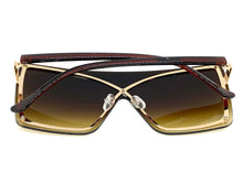 Oversized Exaggerated Modern Retro Shield Style SUNGLASSES Large Flat Brown Lens E0443