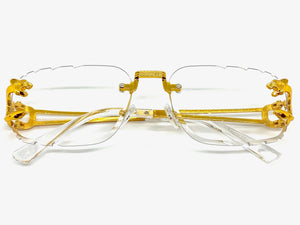 Classy Elegant Luxury Modern Designer Style Clear Lens EYEGLASSES Gold Rimless Frame 5294