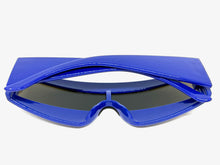 Space Futuristic Robotic Cyclops Shield Costume Party SUNGLASSES Blue Frame - Blue Lens K019