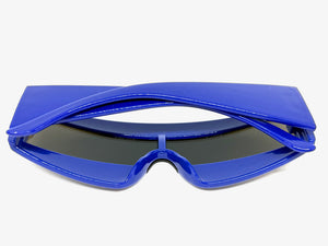 Space Futuristic Robotic Cyclops Shield Costume Party SUNGLASSES Blue Frame - Blue Lens K019