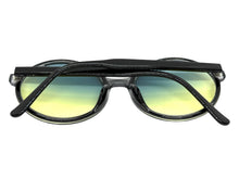 Oversized Exaggerated Vintage Retro Style SUNGLASSES Round Black Frame - Green Lens 1734