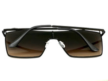 Oversized Sleek Modern Retro Shield Style SUNGLASSES Large Black Frame 4577
