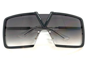 Classy Elegant Luxury Contemorary Modern Shield Wrap Style SUNGLASSES Black Frame 5255