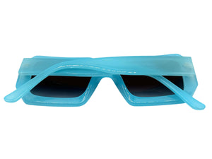 Classic Vintage Retro Style SUNGLASSES Thick Square Blue Frame - Dark Blue Lens 75005