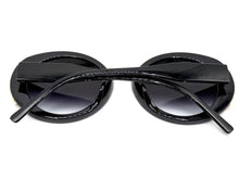 Exaggerated Vintage Retro Funky Hippie Style SUNGLASSES Round Black & Gold Frame P8216