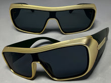Space Futuristic Robotic Cyclops Modern Contemporary Party Raver SUNGLASSES Sleek Gold Frame LH315