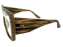 Oversized Classic Vintage Retro Shield Style Clear Lens EYEGLASSES Large Beige & Brown Frame 3130