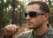 Military Tactical Hunting Fishing Wrap Around Safety POLARIZED SUNGLASSES Camouflage Frame - Dark Lens CAMO2