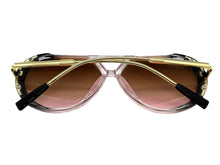 Classy Elegant Vintage Retro Aviator Style SUNGLASSES Large Pink & Gold Frame 2888
