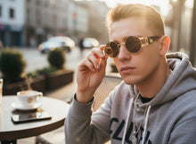 Classic Vintage Retro Luxury Hip Hop Rapper Style SUNGLASSES Round Gold Frame - Brown Lens 6556