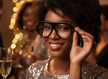 Oversized Classic Vintage Retro Style Clear Lens EYEGLASSES Large Black & Gold Frame 27009