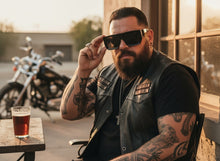 Classic Hardcore Biker Gangster Style SUNGLASSES Large Thick Black Frame - Dark Lens B0335