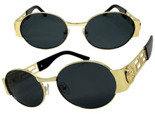 Classic Vintage Retro Luxury Hip Hop Rapper Style SUNGLASSES Oval Gold Frame - Dark Lens 27736