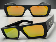 Classic Hardcore Biker Gangster Style LOCS SUNGLASSES X-Large Thick Black Frame - Gold Lens 91321