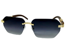 Classy Elegant Luxury Hip Hop Rapper Style SUNGLASSES Gold & Faux Wooden Frame - Gradient Lens 27804