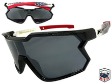 Oversized Sporty Wrap Around Style SUNGLASSES Large Black Patriotic USA Flag Frame 3737