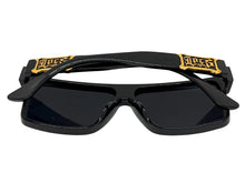 Classic Hardcore Biker Gangster Shield Style LOCS SUNGLASSES Large Black Frame - Dark Lens 91324