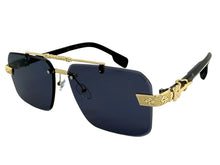 Classy Elegant Luxury Hip Hop Rapper Style SUNGLASSES Gold & Black Frame - Gold Cross & Fleur De Lis 27774