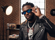 Classic Hardcore Biker Gangster Style LOCS SUNGLASSES Large Thick Black Frame - Blue Lens 91320
