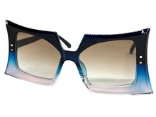 Oversized Exaggerated Vintage Retro Style SUNGLASSES Large Blue & Pink Frame 1091