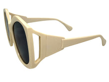 Oversized Exaggerated Vintage Retro Style SUNGLASSES Large Cream Frame - Dark Lens E2003