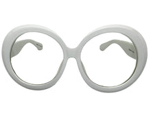 Oversized Vintage Retro Style Clear Lens EYEGLASSES X-Large Round White Frame E6009