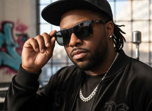 Classic Hardcore Biker Gangster Style LOCS SUNGLASSES Square Black Frame - Dark Lens 91295