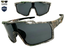 Military Tactical Hunting Fishing Wrap Around Safety SUNGLASSES Large Camouflage Frame - Dark Lens CAMO3