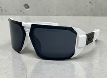 Classic Hardcore Biker Gangster Wrap Around LOCS SUNGLASSES Large White Frame - Dark Lens 91202
