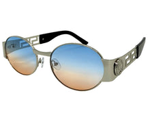 Classic Vintage Retro Luxury Hip Hop Rapper Style SUNGLASSES Oval Silver Frame - Blue Lens 27736