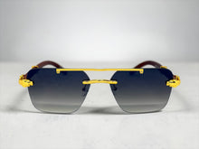 Classy Elegant Luxury Hip Hop Rapper Style SUNGLASSES Gold & Faux Wooden Frame - Gray Lens E2176