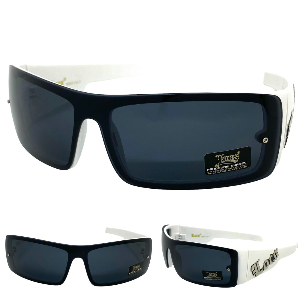 Classic Biker Gangster Hardcore Wrap LOCS SUNGLASSES White Frame 9063