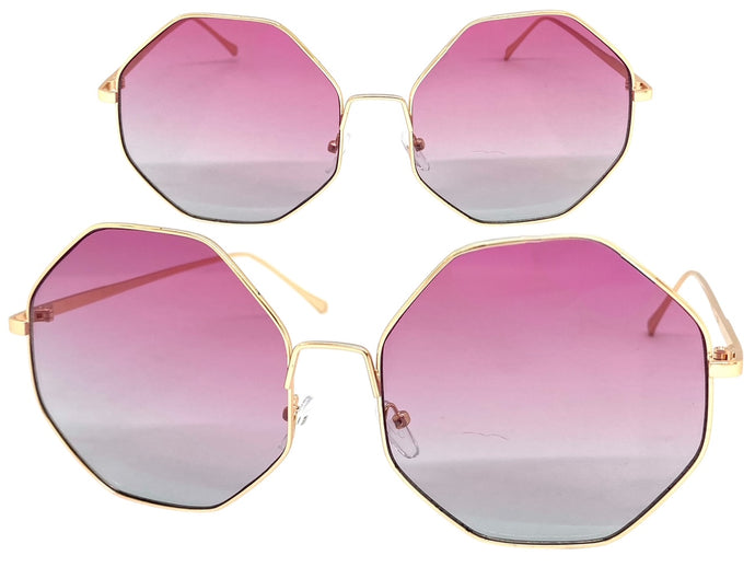 Oversized Exaggerated Vintage Retro Style SUNGLASSES Large Rose Gold Octagon Frame 4150