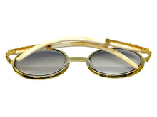 Classy Elegant Luxury Modern Hip Hop Style Bling SUNGLASSES Large Oval Gold & Marble Frame E0652