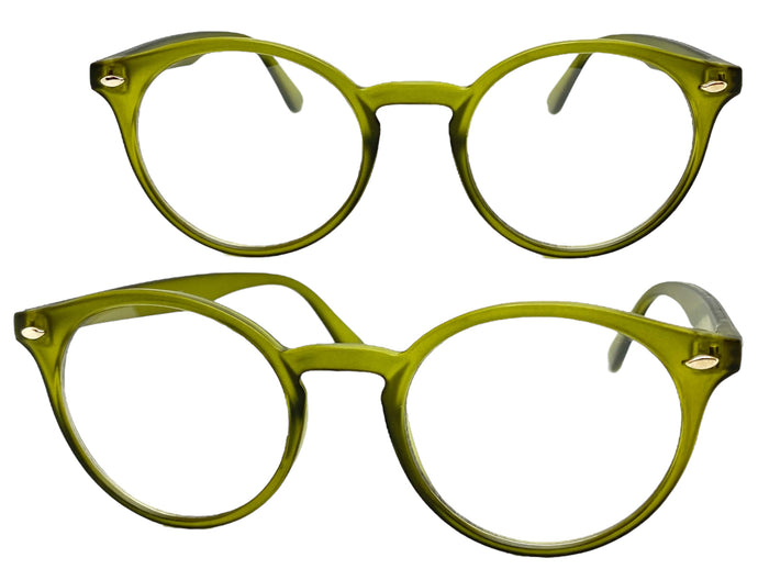 Classic Vintage Retro Style Clear Lens EYEGLASSES Round Green Frame 1728