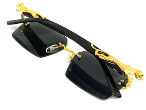 Classy Elegant Sophisticated Modern Luxury Style SUNGLASSES Gold & Black Frame E0969