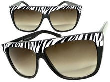 Oversized Classic Vintage Retro Style SUNGLASSES Large Black Zebra Frame 1201