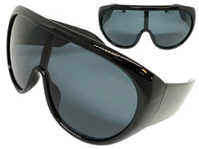 Oversized Exaggerated Modern Rerto Shield Style SUNGLASSES Large Black Frame 68246