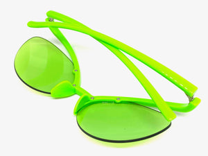 Futuristic Contemporary Modern Wrap Style SUNGLASSES Neon Green Frame 1226