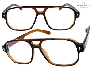 Classic Vintage Retro Style Clear Lens Blue Light Block Computer EYEGLASSES Brown Frame 55013