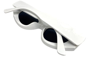 Classy Elegant Exaggerated Retro Cat Eye Style SUNGLASSES Thick White Frame 80533