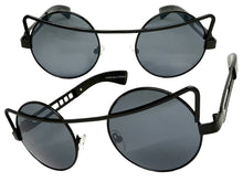Classic Vintage Retro Steampunk Style SUNGLASSES Round Black Frame - Dark Lens A137