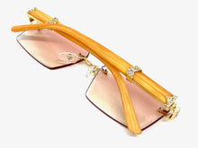 Men's Classy Elegant Luxury Designer Hip Hop Style SUNGLASSES Gold & Wooden Frame E0883