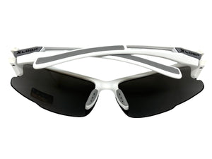 Sporty Wrap Around Cycling Fishing Biker SUNGLASSES Sleek White Frame - Silver Lens 2754