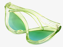 Oversized Exaggerated Modern Retro Futuristic Style SUNGLASSES Large Green Frame 2159